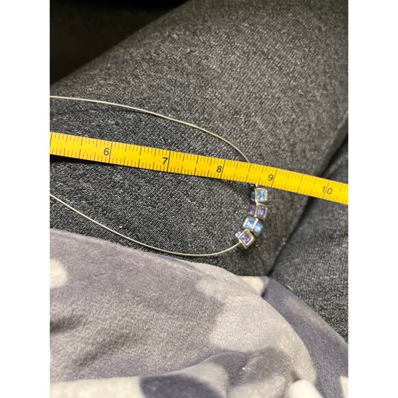 Swarovski Signed Swan Blue and Purple Crystal Cubes on Chain Necklace - Picture 10 of 10